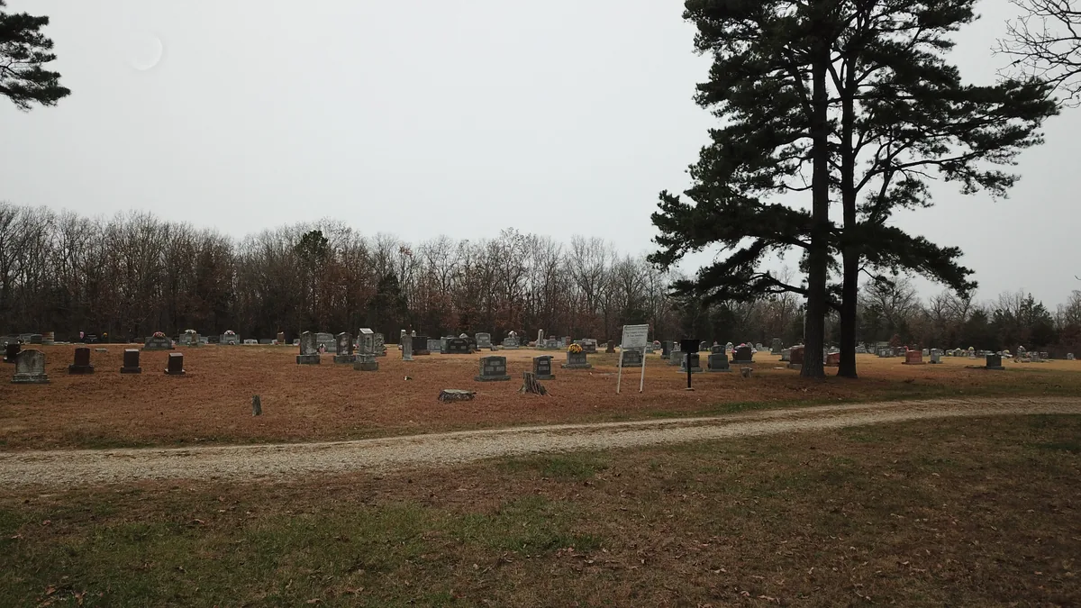 Ground-level view across High Gate Baptist Cemetery and its headstones